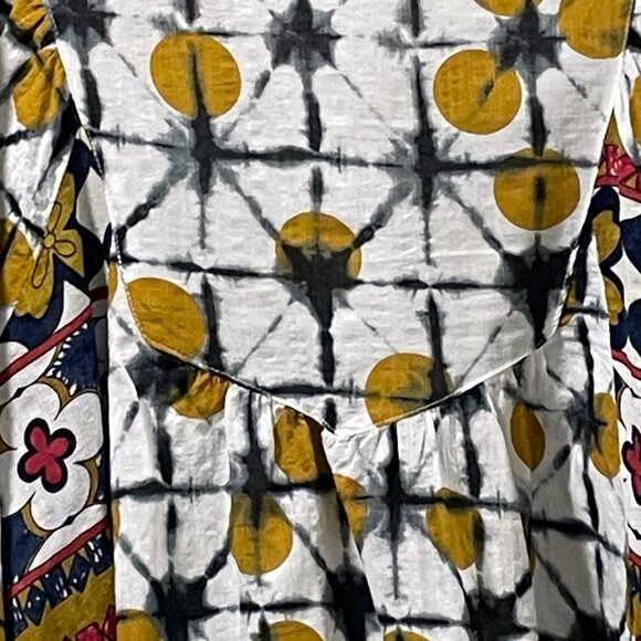 SOLITAIRE Boho Tie Dye Abstract Contrast Fabric Long Bubble Sleeve - XL - Picture 9 of 13